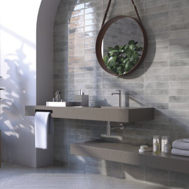 Azulejos Baño Gris y Blanco